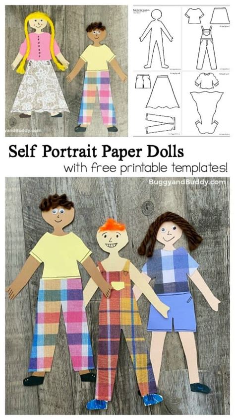 Self Portrait Paper Doll Craft With Printable Templates Buggy And Buddy