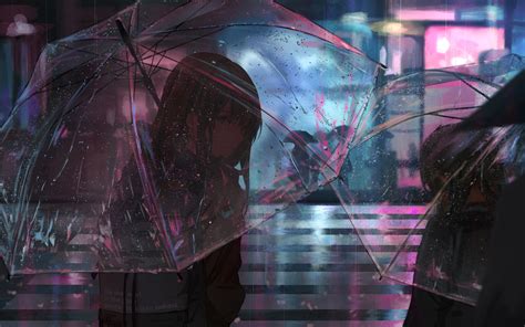 3840x2400 Anime Girl In Rain With Umbrella 4k 4k Hd 4k Wallpapers