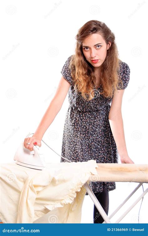 Woman Ironing Stock Image Image Of Tired Domestic Washing 21366969