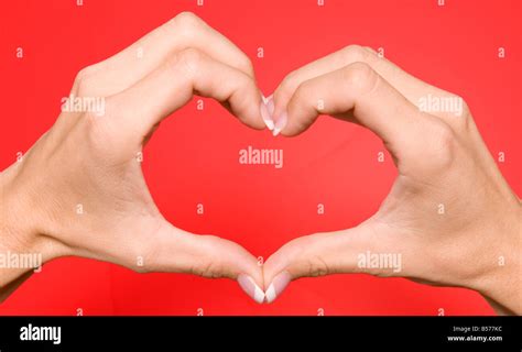 Closeup Of Caucasian Female Hands Forming A Heart Usa Stock Photo Alamy