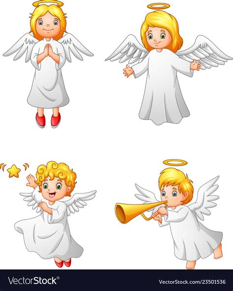 Cartoon Angels Collection Set Royalty Free Vector Image