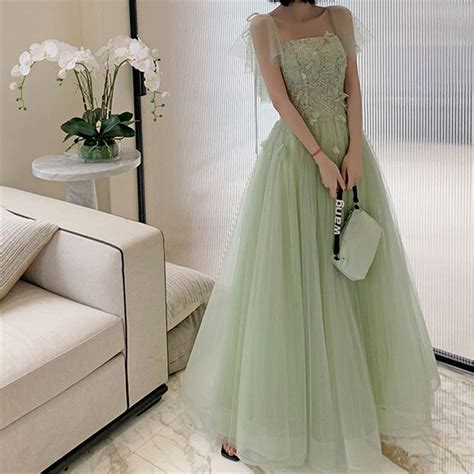 Green Prom Dress Long Lace Floral Top Prom Dress Bridal Gown Etsy Uk