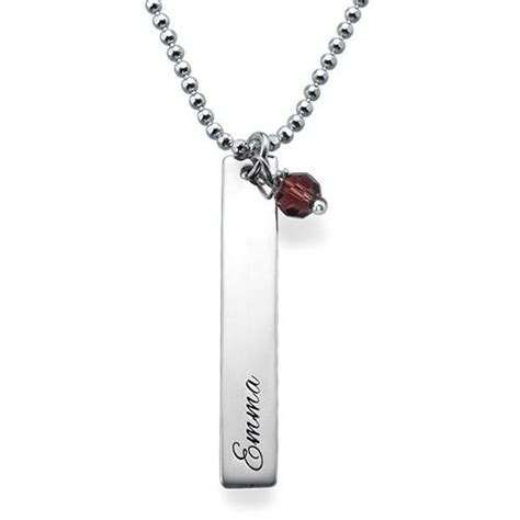 tnamenecklace engraved name bar necklace in sterling silver with birthstone