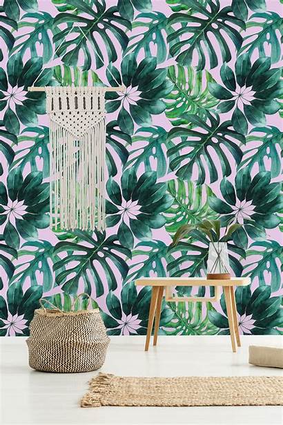 Peel Stick Palm Leaves Watercolor Removable Mural