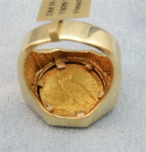 1928 250dollar Indian Head Gold Coin Ring Set In 14k Yellow Etsy