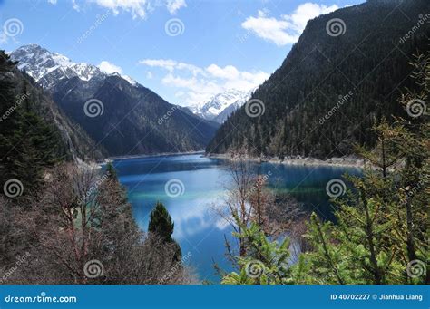 Beautiful Long Lake At Jiuzhaigou Stock Image Image Of Landscape