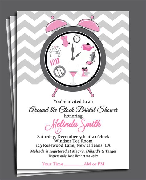 around the clock bridal shower invitation by thatpartychick