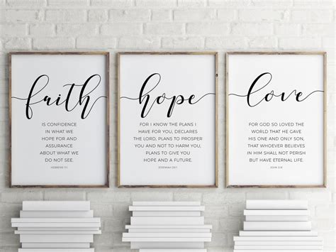 Faith Hope Love Wall Art Bible Verse Printable Scripture Wall Etsy