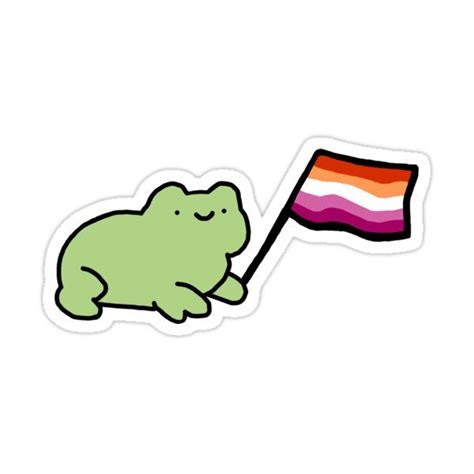 Lesbian Pride Flag Frog Sticker By Softlysticker
