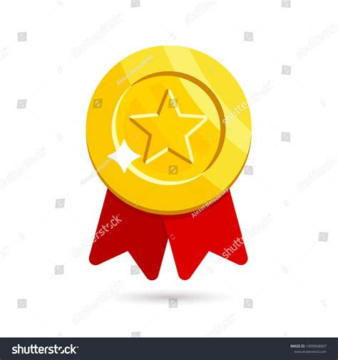 Gold Medal Red Ribbons Isolated On Stock Vector Royalty Free