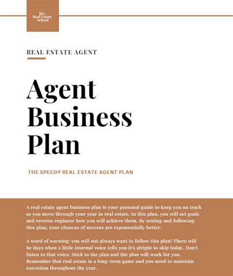 Best 10 Step Real Estate Agent Business Plan Template Free Rev Real