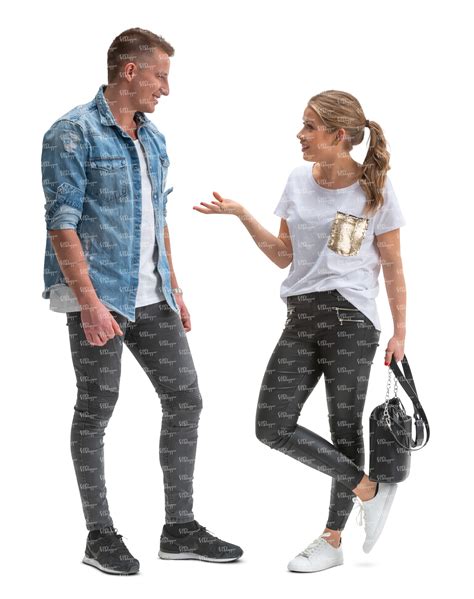 Two Young People Standing And Talking Vishopper