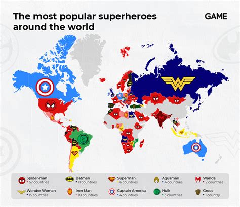 The Most Popular Superheroes By Country 12 Tomatoes