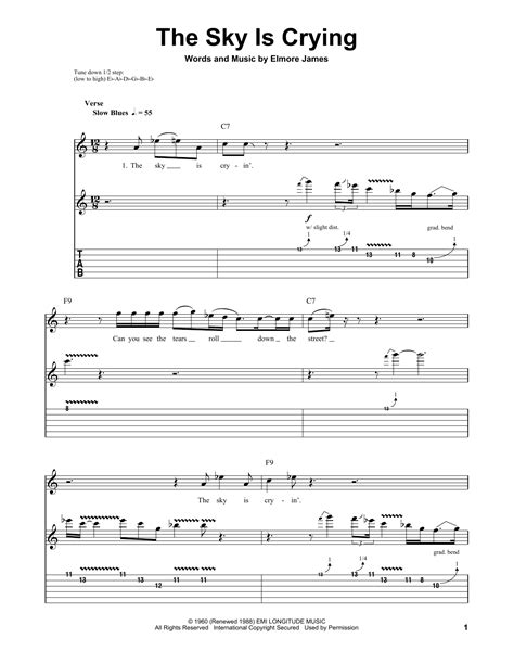 stevie ray vaughan the sky is crying sheet music and chords download 8 page printable pdf