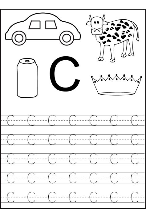 Letter C Writing Practice Worksheet Free Kindergarten English Letter
