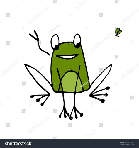 Funny Frog Sketch For Your Design Stock Vector Illustration 419678539