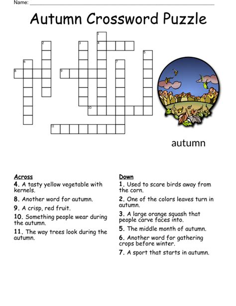 Printable Fall Crossword Puzzles Free Crossword Puzzles Printable