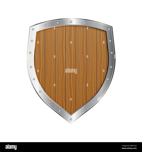Medieval Wooden Shield Vector Illustration Isolated On White Background