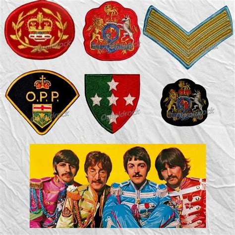 Set X3 The Beatles Sgt Pepper Logos Embroidered Patches Suits Lennon