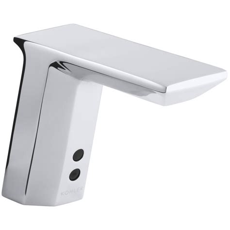 Hands free faucets have become quite common in public restrooms. K-13467-CP Kohler Geometric Single-Hole Touchless Dc ...