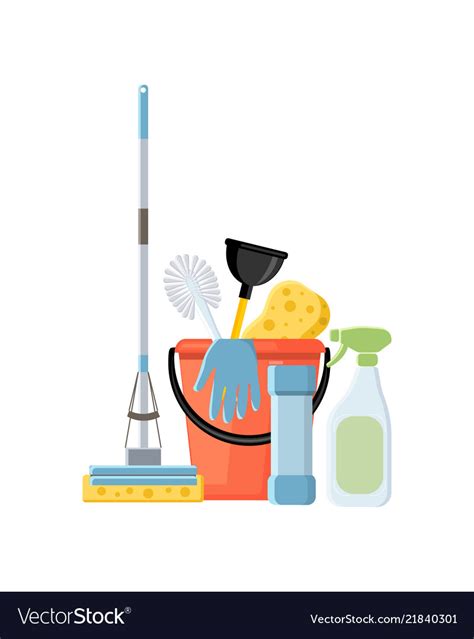 Cleaning Supplies In Flat Cartoon Style Royalty Free Vector