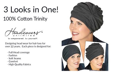 Headcovers Unlimited 100 Cotton Trinity Turban Caps Women Chemo Cancer