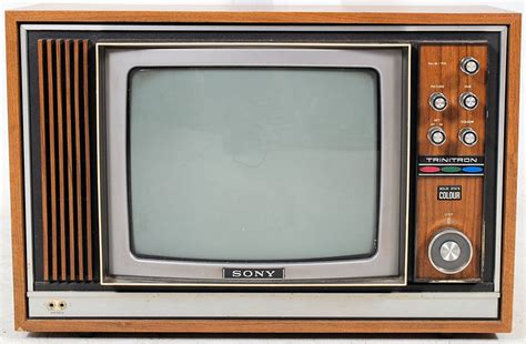 A Vintage S Sony Solid State Trinitron Colour Television On Wooden