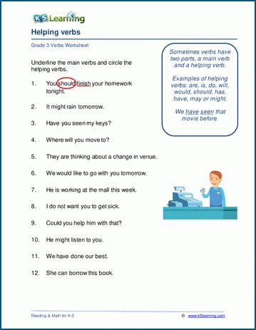 Helping Verbs Worksheet Fourth Grade Helping Verbs And Linking Verbs