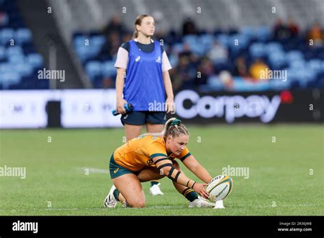 Carys Dallinger Of The Australian Wallaroos Prepares To Kick A