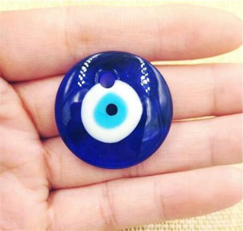 Mm Lucky Blue Glass Greek Turkish Evil Eye Amulet Pendant Charm