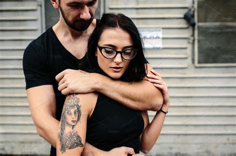 Guy Hugging His Girlfriend From Behind ~ People Photos ~ Creative Market