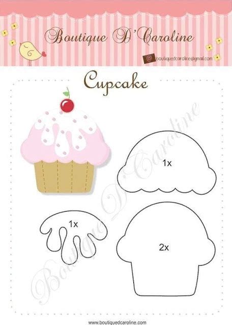 3 Moldes de Cupcake em Feltro Grátis Ideias Criativas