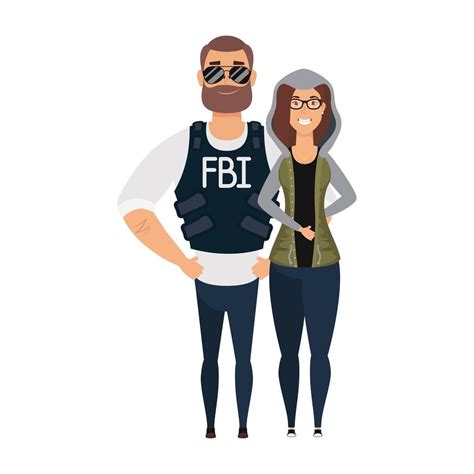 Young Man Fbi Agent With Woman Characters 1859223 Vector Art At Vecteezy