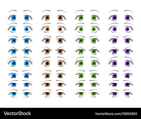 Cute Anime Eyes In Manga Style Royalty Free Vector Image
