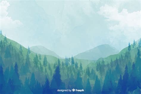 Premium Vector Abstract Forest Watercolor Landscape Background