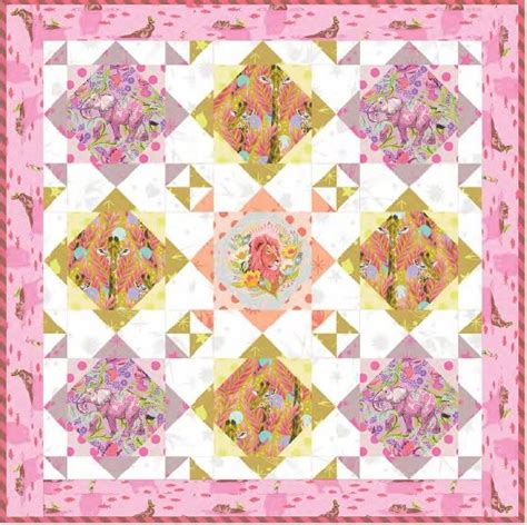 Freespirit Fabrics Tula Pink Everglow Snuggle Time Quilt Kit Pink