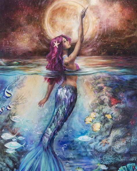 Moonlit Siren By Lindsay Rapp Mermaid Artwork Mermaid Art Mermaid Drawings