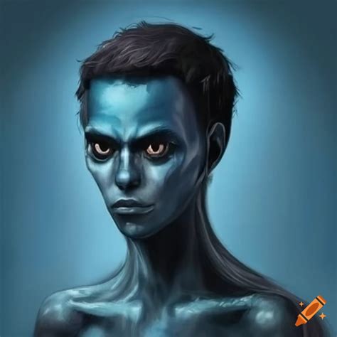 Blue Skinned Alien With Black Hair