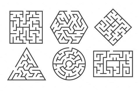 Maze Labyrinth Game In Different Vector Graphics ~ Creative Market