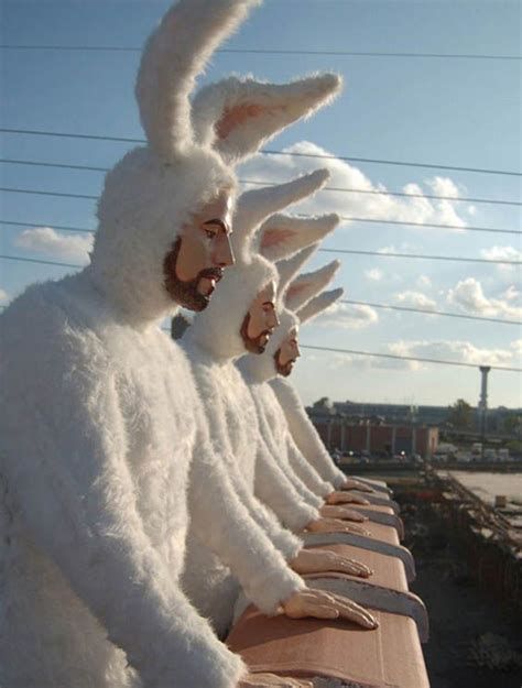 Alex Podestas Life Sized Sculptures Of Men Dressed In Bunny Suits