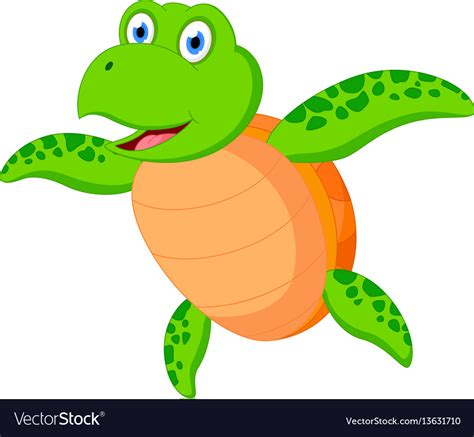 Happy Sea Turtle Cartoon Royalty Free Vector Image