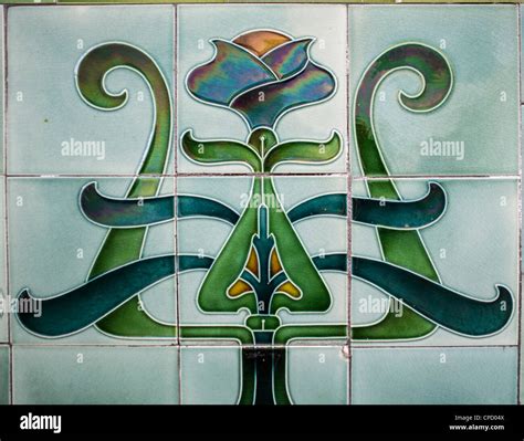 Ornate Green Art Deco Ceramic Wall Tiles Uk Stock Photo 48228682 Alamy