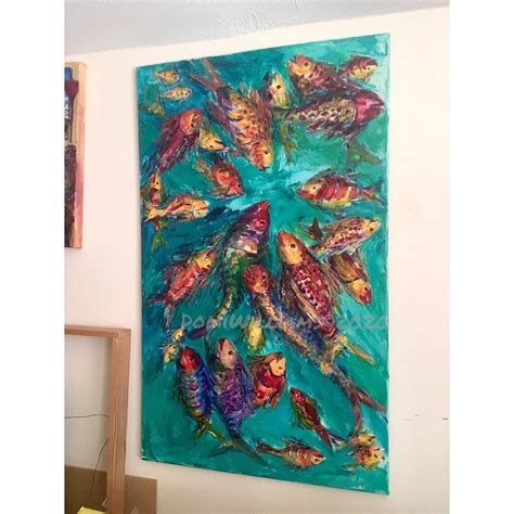 Tropical Fish Colorful Original Large Acrylic Painting Etsy