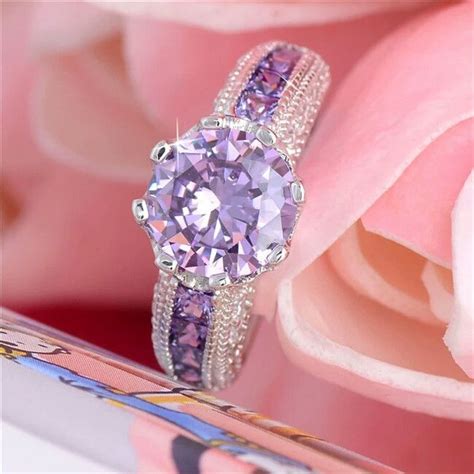 Purple Cz Engagement Ring Purple Engagement Rings Wedding Rings