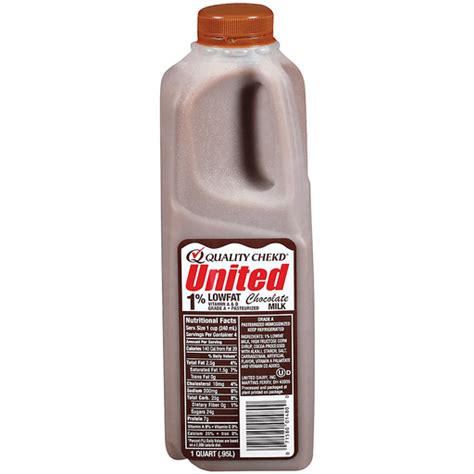 United Dairy 1 Lowfat Chocolate Milk 1 Qt Plastic Bottle Chocolate