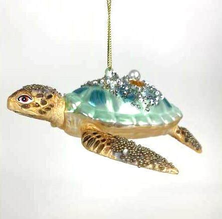 Glass Turtle With Gem On Turtle Shell Ornament Item The