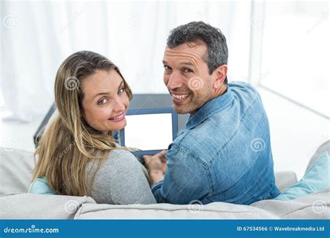Couple Using Digital Tablet Stock Photo Image Of Foreground