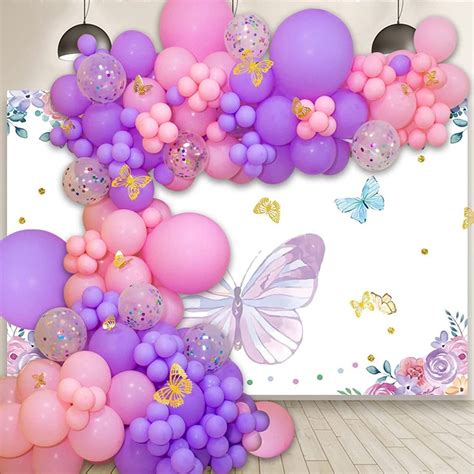 126pcs Purple Butterfly Baby Girl Balloon Garland Arch Etsy