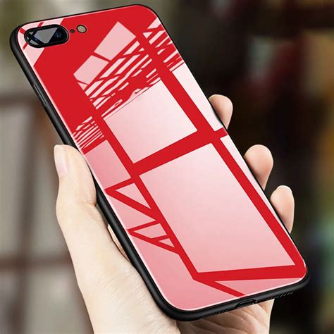 Luxury Tempered Glass Phone Case For Iphone 6 6s 7 8 Plus Silicone Tpu