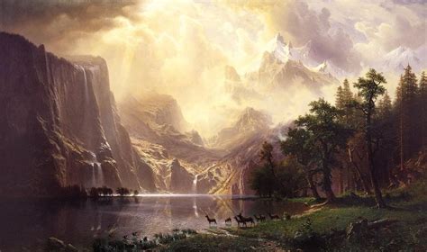 Albert Bierstadt Among The Sierra Nevada Mountains California Painting